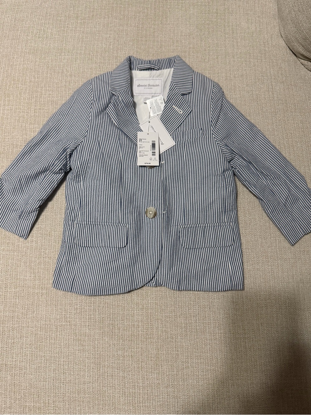 Absorba Blue and White Pinstriped Kids Blazer